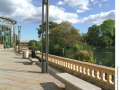 Contemporary-lampost-and-stone-bench
